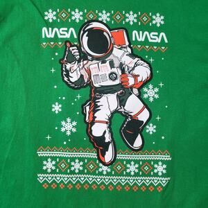 NASA Astronaut Ugly Christmas T-shirt Green Holiday Fair Isle size 3X